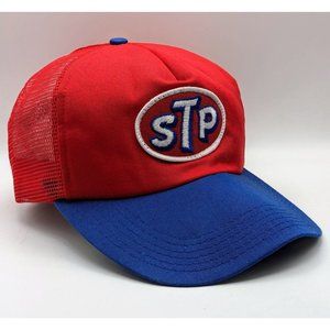 Vintage STP Gas Oil Men's Red Blue Snapback Hat Adult One Size 80s Cap Patch